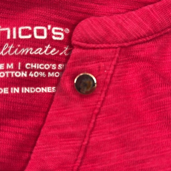 Chico’s Women's Cotton Slub Henley Ultimate Tee - Picture 9 of 10